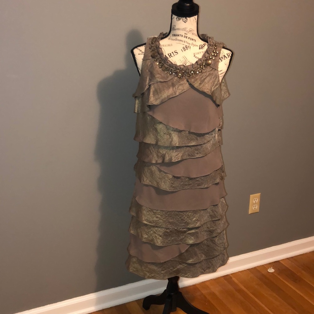 S.L. Fashions Brown & Gold Dress